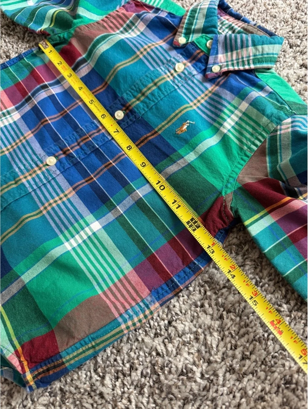 POLO Ralph Lauren Boy's Size 3T Multicolor Plaid 100% Cotton Long Sleeve Shirt